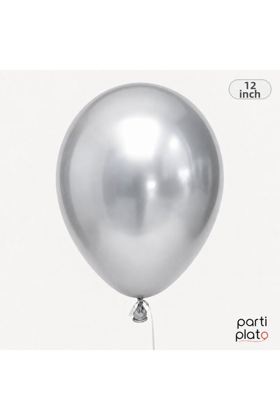Kalisan Mirror Silver 12 Inch 50-Pack Chrome Latex Balloons