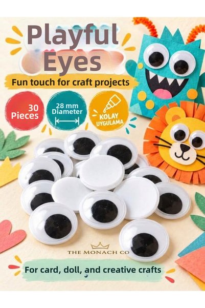 The Monarch Co 28 mm Large Size Movable Eyes 30 Pieces - Material for Hobby, ...