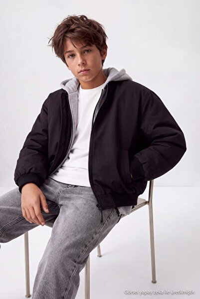 TRENDYOLKIDS Black Boy's Coat Tkdaw27Mo00004