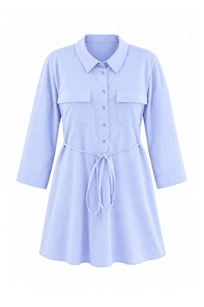 Trendyol Curve Blue Woven Plus Size Dress Tbbaw27Ah00080