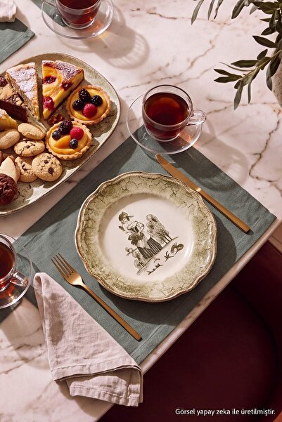 TRENDYOLMİLLA HOME Σετ 4 τεμαχίων vintage γυναικεία τούρτα με σχέδια από πορσ...