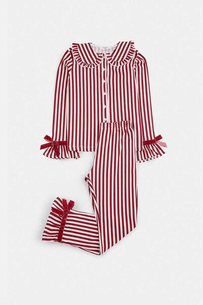 TRENDYOLKIDS Burgundy Girl's Printed Pajama Set Tkdaw27Pt00049
