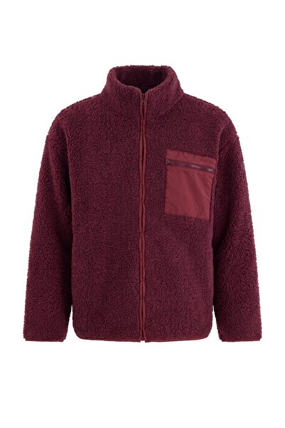 Trendyol Curve Winter Essentials Plum Thick Fleece Zippered High Collar Pocke...