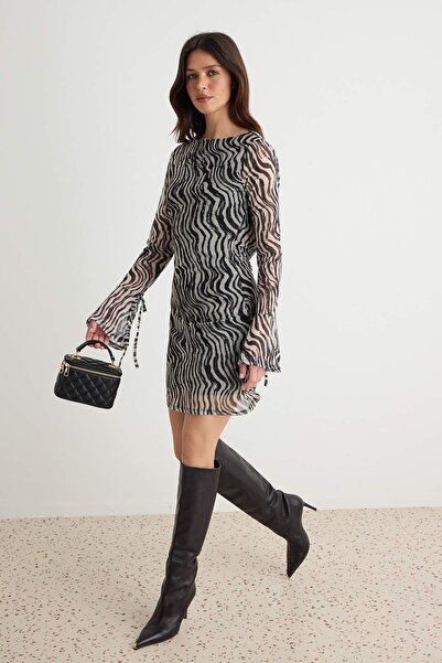 Trendyol Collection Multi-Colored Animal Short / Mini Knitted Dress Twoaw27El...