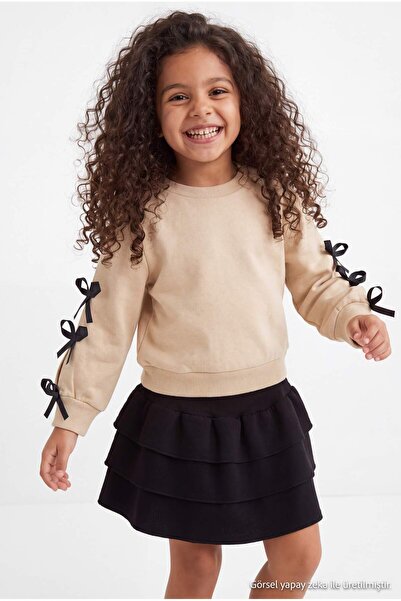 TRENDYOLKIDS Stone Mädchen-Sweatshirt mit Baumwollband und Rock – Oberteil-Se...