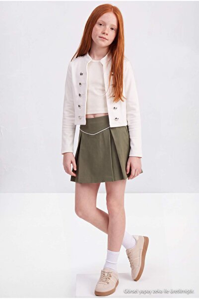 TRENDYOLKIDS Dunkelgrüner kurzer/Mini-Strickrock für Mädchen TKDAW27ET00009
