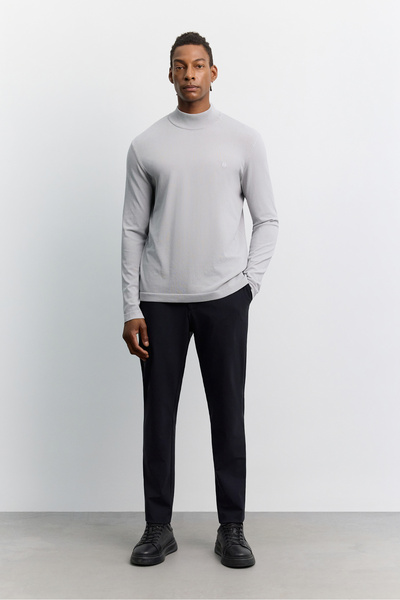 Avva Men's Gray Half Turtleneck Rayon Non-Pilling Basic Regular Fit Knitwear ...