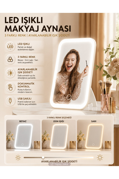 Unichrome Makyaj Aynası Çanta Boy Masa El Aynası Masa Aynası Makyaj Aynası As...