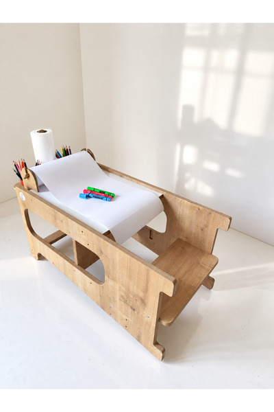 STEPUP ÇALIŞMA MASASI OLABİLEN MONTESSORİ TIRMANMA KULESİ+KALEMLİK VE RULO APARATI DAHİL