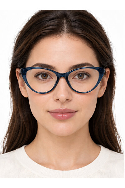Toz Vintage Azire Mavi Çerçeve Optik Uyumlu Vintage Retro Kedi Gözlük