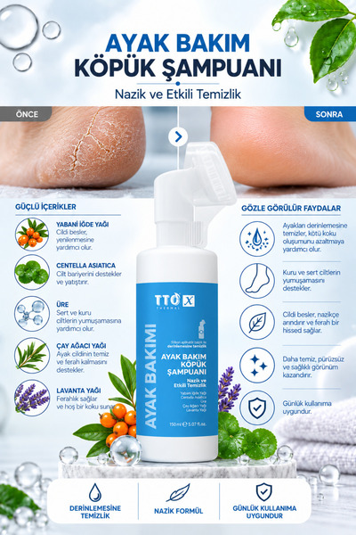 TTO Ayak Bakım Şampuanı Köpük Formlu 150 ml X Aplikatörlü