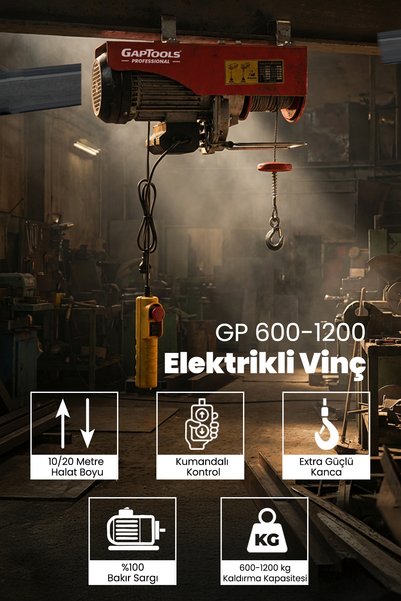 GAPTOOLS PROFESSIONAL Elektrikli Vinç 600\1200kg Gp600x12000