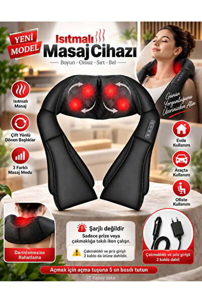 Unichrome Kneading Ovmalı Isıtmalı Masaj Yastığı Boyun Bel Sırt Omuz Masaj Al...