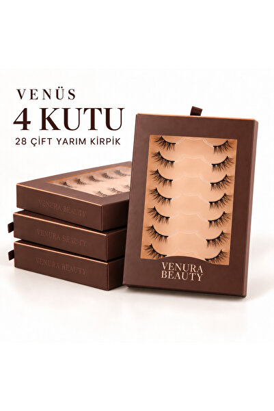 VENÜS Studio Pack | 4 Kutu x 7 Çift = 28 Çift Yarım Takma Kirpik