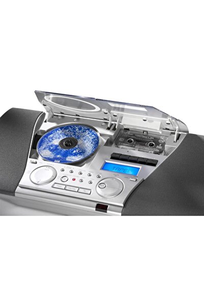 Karcher Sistem audio MC 6550N, CD player MP3, casetofon, radio FM PLL cu 30 de preseturi de memorie, ceas deșteptător, egalizator, montare pe perete, telecomandă, argintiu