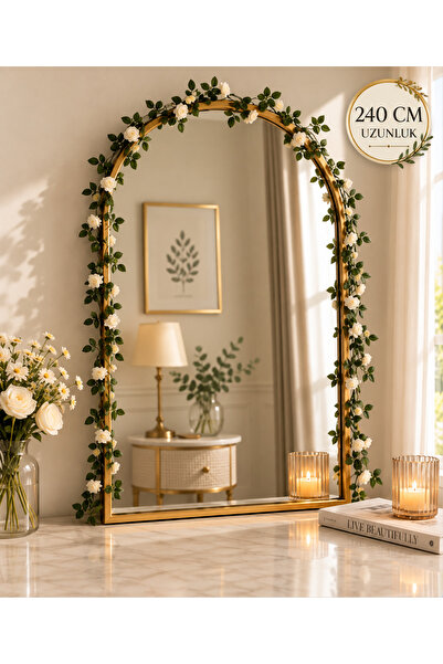 Doğahome Yapay Gül Sarmaşık 240 cm – Beyaz Çiçekli Dekoratif Yapay Sarmaşık –...