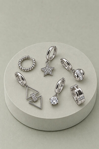 New Obsessions Steel 6-Piece Geo Figured Modern Earrings