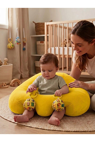 BEBEYATMAZ Oyuncaklı Sarı Bebe Yatmaz Bebek Oturma Destek Minderi Bebek Koltuğu