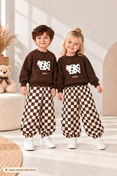 My Kids Wear Çocuk 2'li Sweatshirt Eşofman Altı Takım Rahat Kesim Günlük Komb...