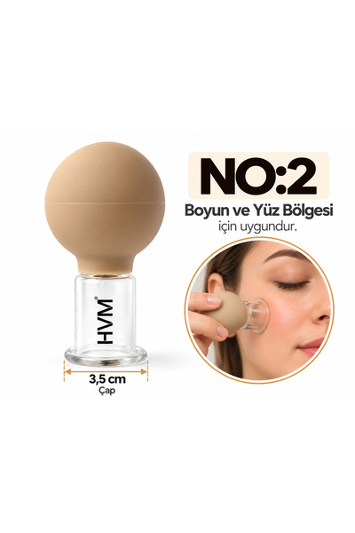 HVM Silikon Vakumlu Boyun Ve Yüz Cam Masaj Kupası, Kuru Kupa No:2