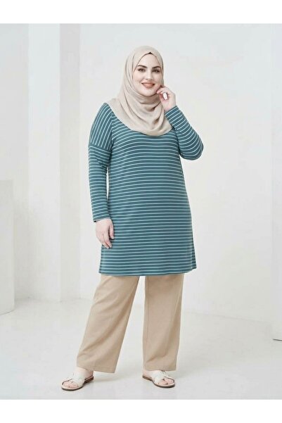 RESPİRO Comfortable Cut Striped Seasonal Tunic Plus Size Tunic Does Not Show ...