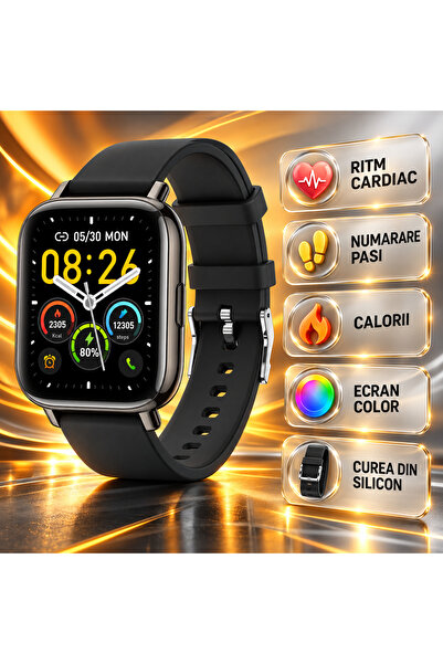 ideal STORE Ceas inteligent Black Star™ Ideal Store, TFT 1.69, Android/IOS, B...
