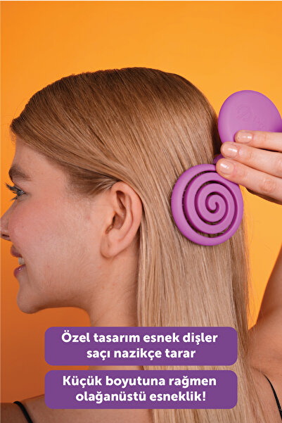 PROCO Beauty Makaron Saç Fırçası - 3D Esnek, Aynalı, Çanta Boy - Compact Detangler