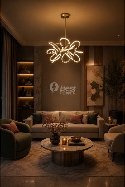 best power ثريا LED عصرية 6177 - مصباح معلق قابل للتعديل، 3 مستويات إضاءة | ط...