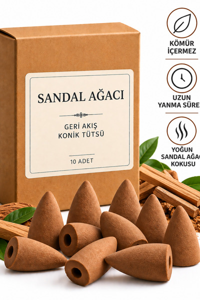 Me Ama Sandal Ağacı Kokulu Backflow Geri Akış Konik Tütsü 10 Ad.
