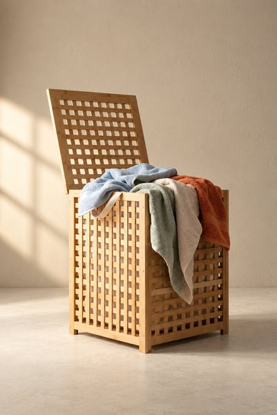 Karçiçeği Home Bambu Kare Çamaşır Sepeti 40x40x55 Cm