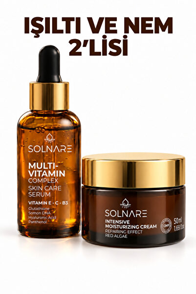 Solnare Aydınlatıcı ve Onarıcı Bakım Seti, Multivitamin (C,E,B3) Serum & Neml...