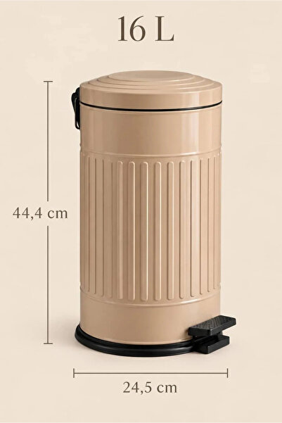 GörSeç 16 Litre Cappucino Vintage Amortisörlü Çöp Kovası Sessiz Kapanan amort...