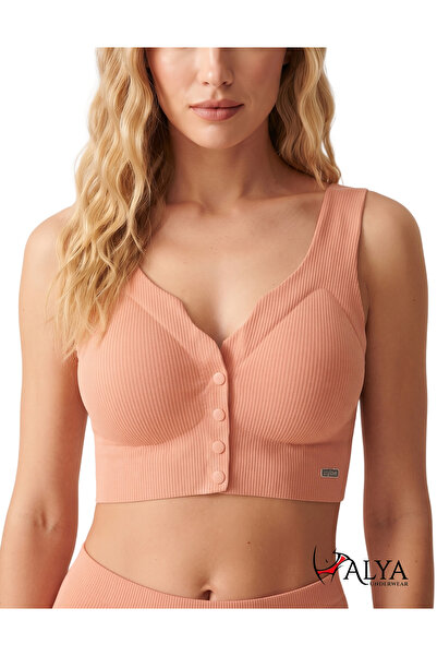 ALYA UNDERWEAR Σουτιέν με κουμπιά στο μπροστινό μέρος, χωρίς ραφές, με ραβδώσ...