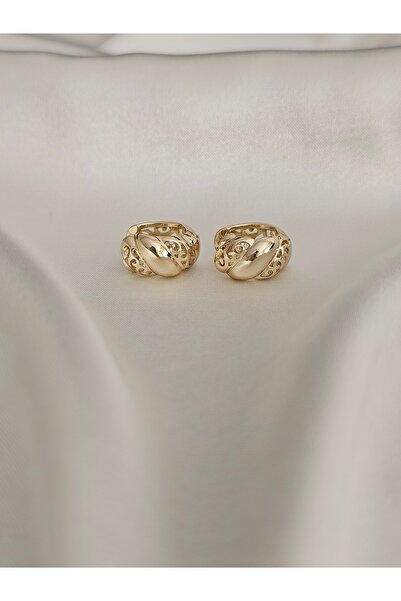 Zivazer Store Kadın çelik kararmaz xuping 14k gold renginde desenli halka küpe