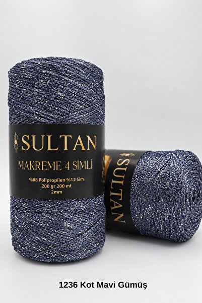 hobi dünyası evim 1 Piece of Macrame Cord with 4 Glitter Strands, 200 Grams, ...