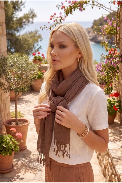 Dosimira Women's Brown Modal Cotton Scarf 45x195 Cm
