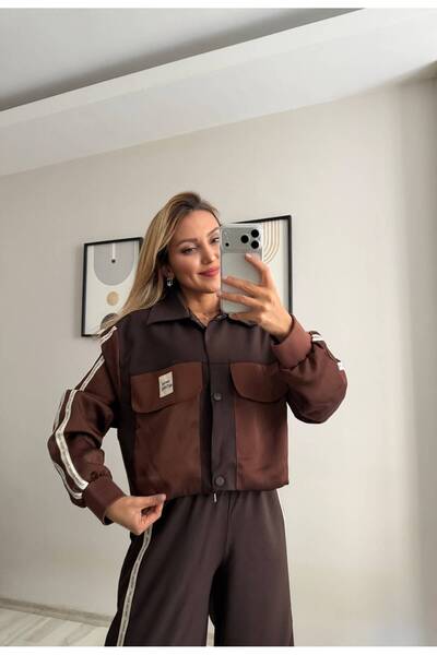 İNVİSUS Vintage Naturel Written Top and Bottom Set