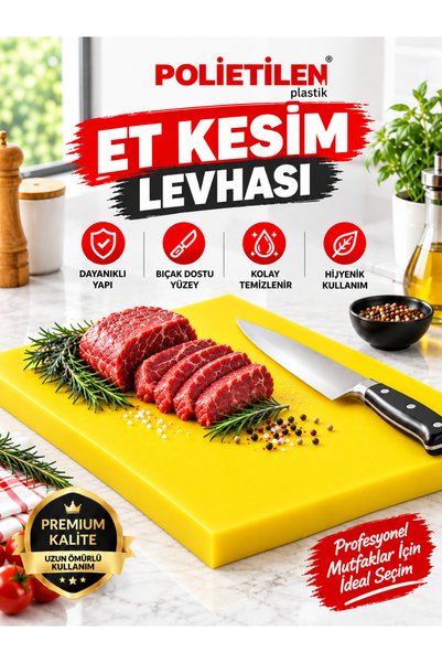 TÜRKAY POLİETİLEN Kesme Tahtası Polietilen 30X40X2 cm Sarı Renk Gönderilir