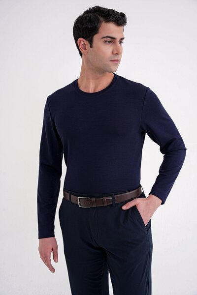 Efor Men's Ts 892 Slim Fit Navy Blue Sports T-Shirt