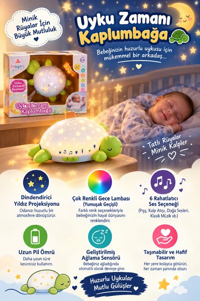 oruçoyuncak Projector Bedtime Turtle Sound Timer Sleep Buddy Projector