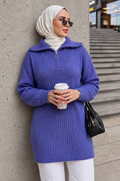 N.S NEVA STYLE Rebrasti hijab džemper tunika boje lavande 85521LV