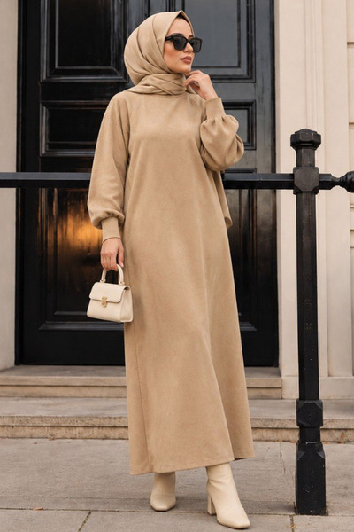 Neva Style Biscuit Hijab Knitwear Dress 3419Bs