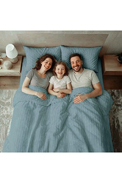 EliteStore 6 pcs Striped Duvet Cover Set King Size 220x240 Bedding Set – 1 Fitted Sheet, 1 Quilt Cover, 4 Pillowcases, Pastel Green