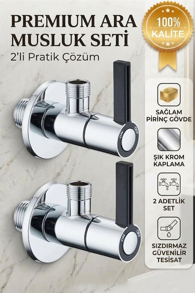 banyonatural 1. Kalite Paslanmaz Pirinç Baston Krom Ara Musluk - Taharet Musl...