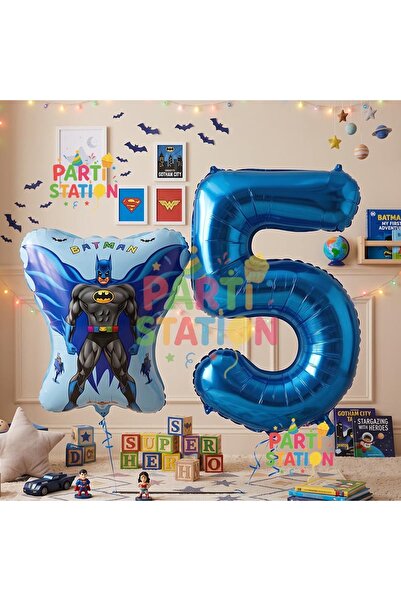 Parti Station Batman Concept 5 Year Old Balloon Set Batman Bat and Navy Blue ...