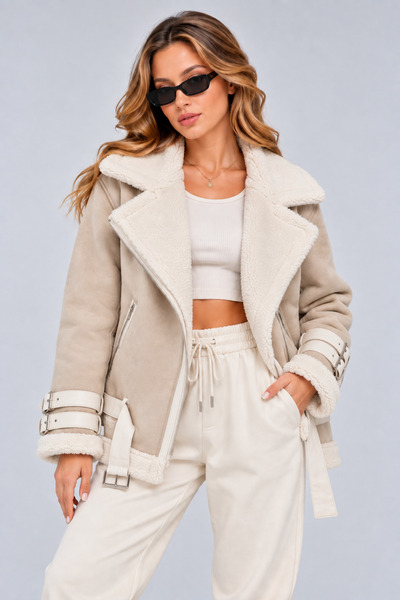 İLKCET MODA Yumoş Kaplama Ithal Süet Oversize Mont