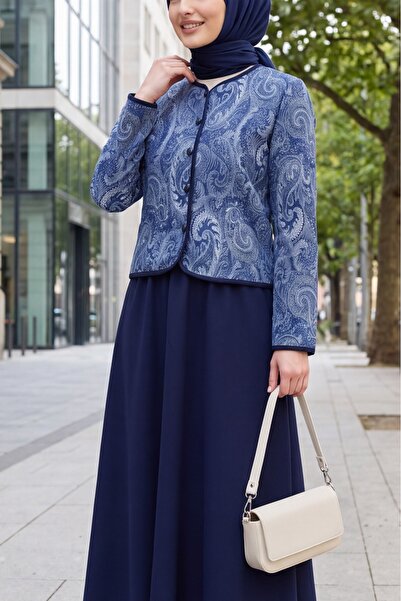 Modamorfo Top Button Ethnic Pattern Skirted Crepe Suit -Laci