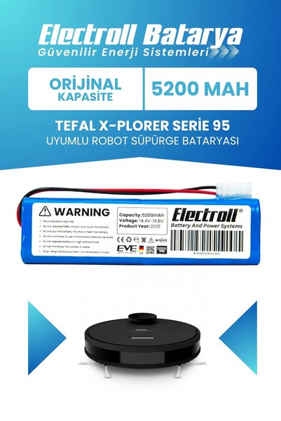ELECTROLL Tefal X-Plorer Serie 95 Uyumlu Batarya (STANDART KAPASİTE) 5200mah ...