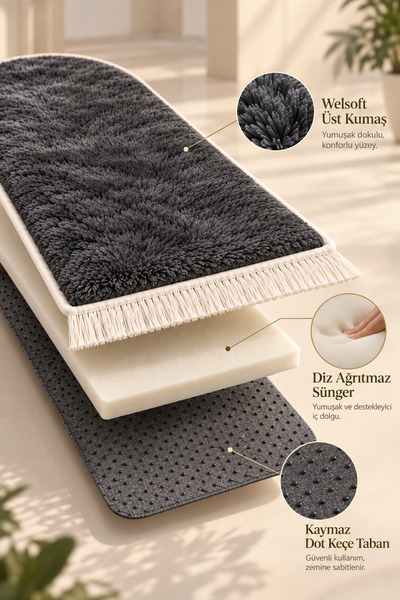 Carpetella Orthopedic Sponge Plush Prayer Mat Soft Knee-Pain Relief Prayer Mat