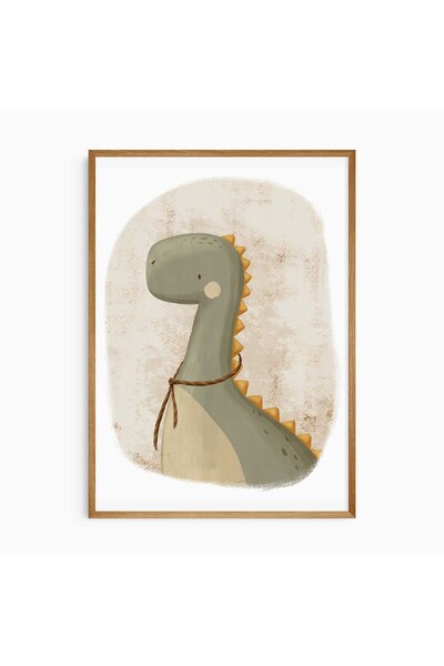 KEYFHOME Zeleni poster sa dinosaurusom u ramu, dekoracija zida za dečiju sobu...
